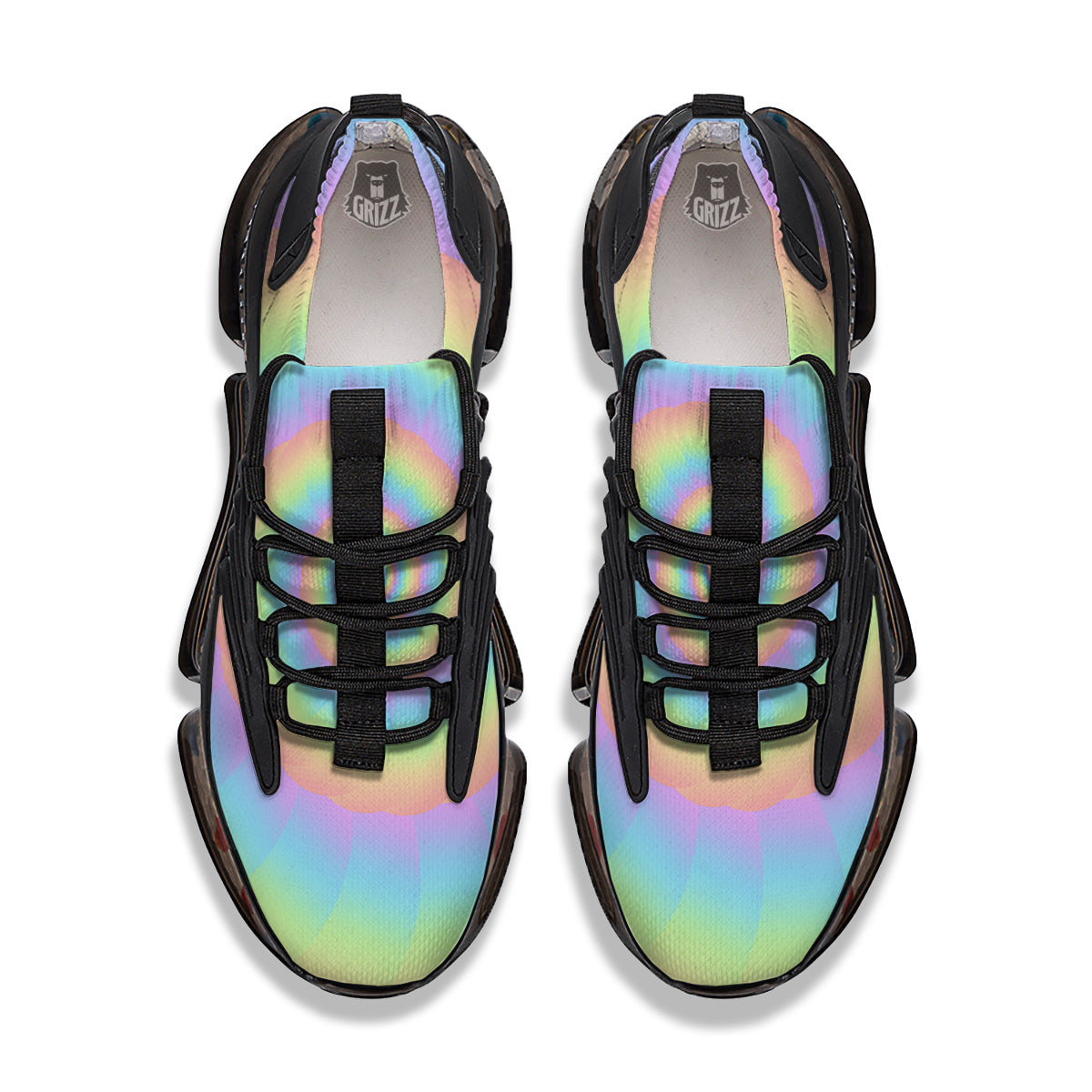 Trippy Spiral Colorful Print Black Gym Shoes-grizzshop