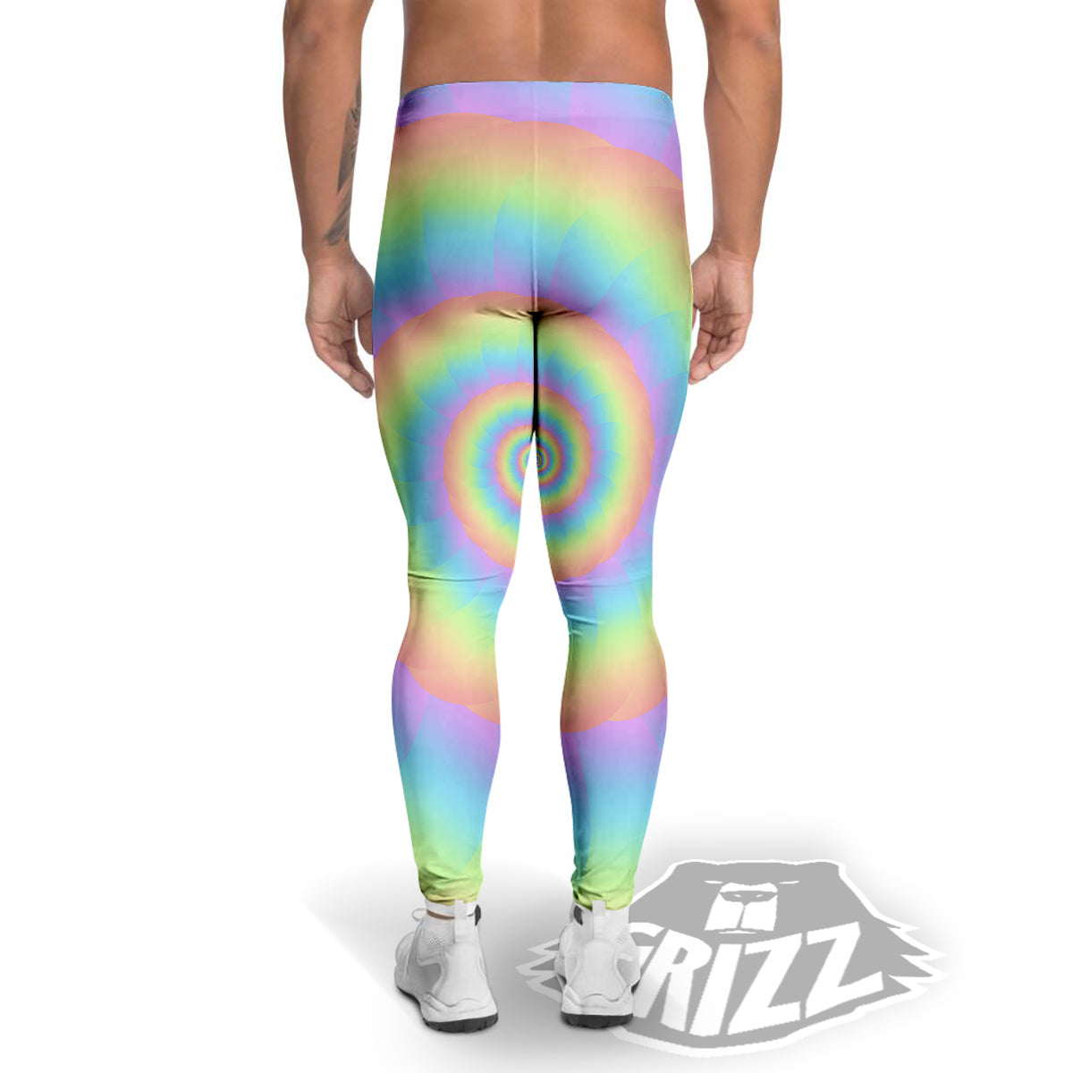 Trippy Spiral Colorful Print Men's Leggings-grizzshop