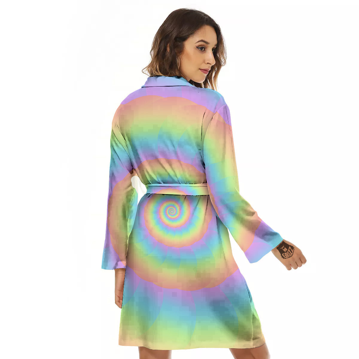 Trippy Spiral Colorful Print Women's Robe-grizzshop