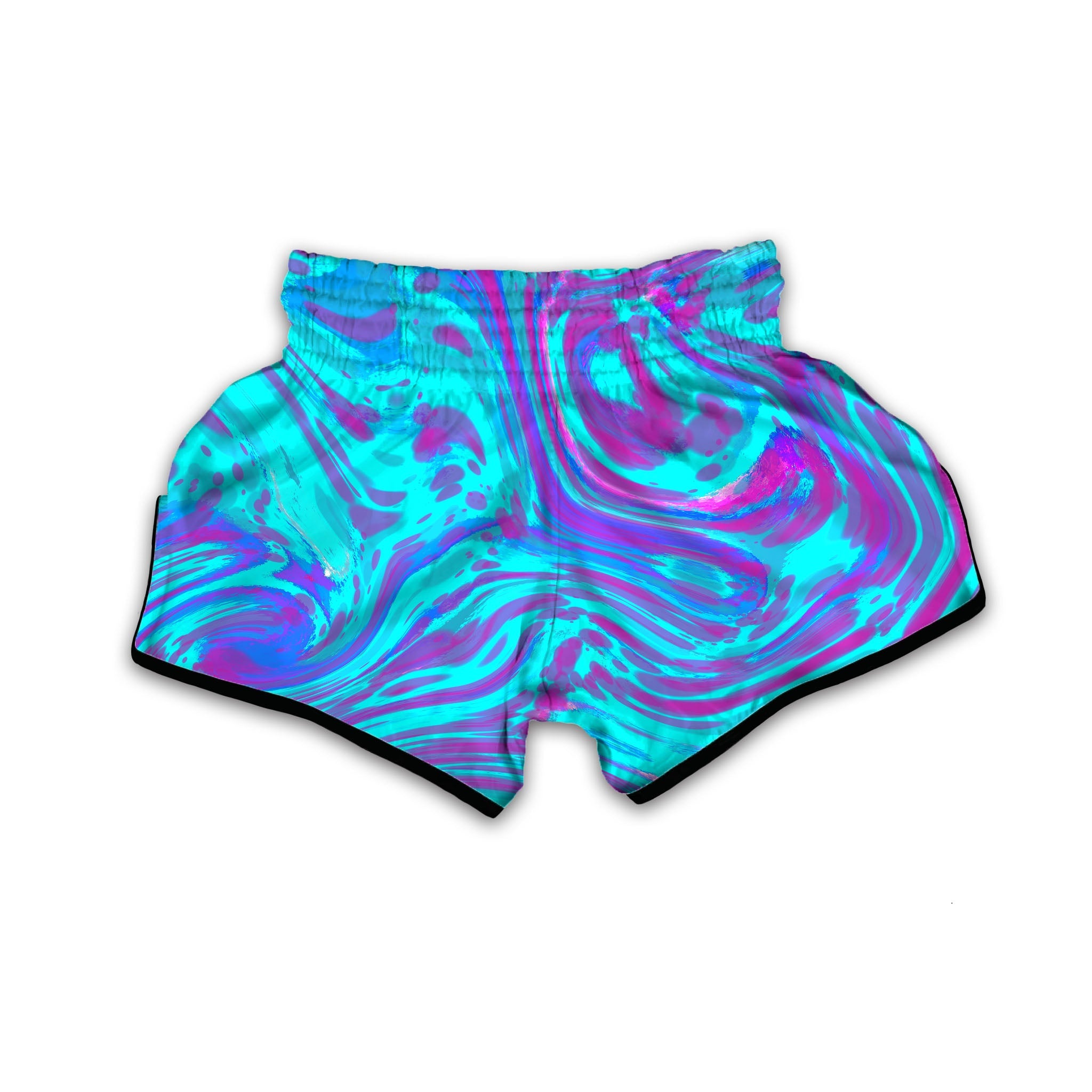 Trippy Turquoise Holographic Print Muay Thai Boxing Shorts-grizzshop