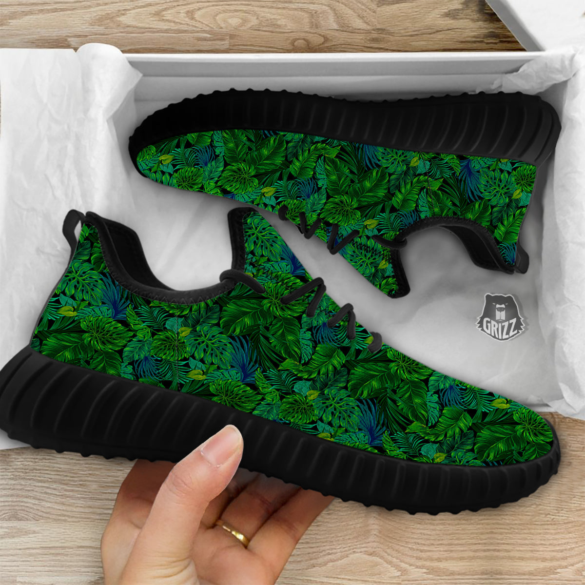 Tropical Aloha Hawaii Print Pattern Black Walking Shoes-grizzshop
