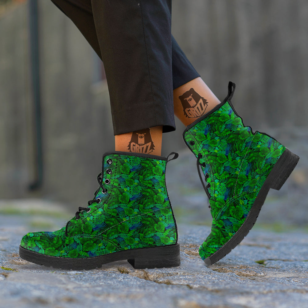 Tropical Aloha Hawaii Print Pattern Leather Boots-grizzshop
