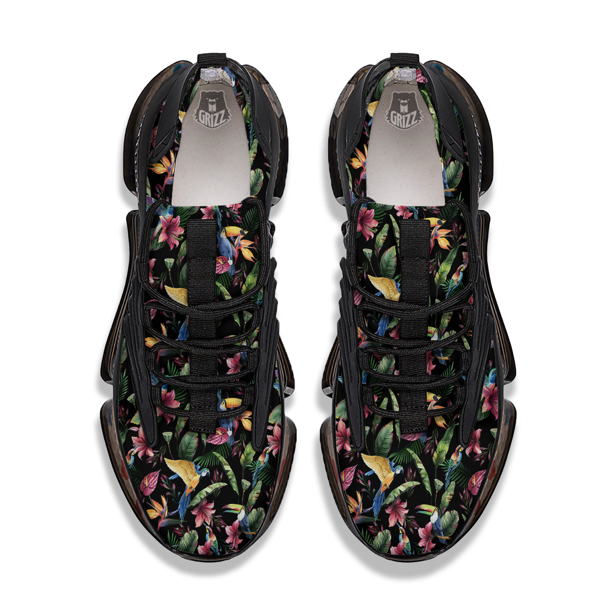 Tropical Aloha Hawaiian Print Pattern Black Gym Shoes-grizzshop