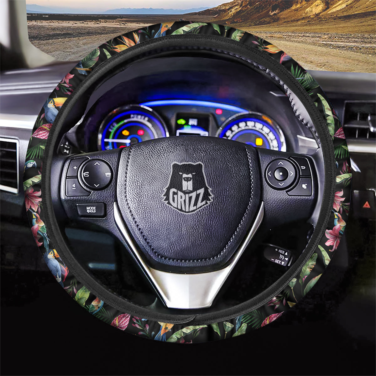 Tropical Aloha Hawaiian Print Pattern Car Steering Wheel Cover-grizzshop