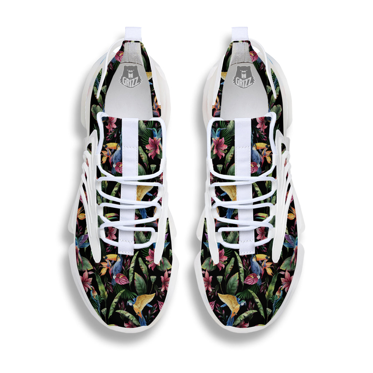 Tropical Aloha Hawaiian Print Pattern White Gym Shoes-grizzshop