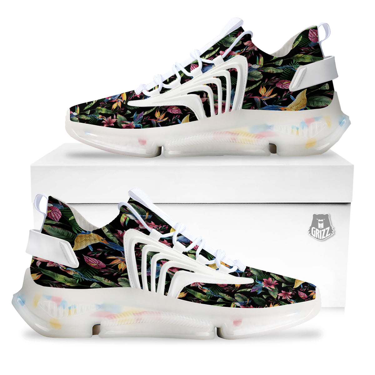 Tropical Aloha Hawaiian Print Pattern White Gym Shoes-grizzshop