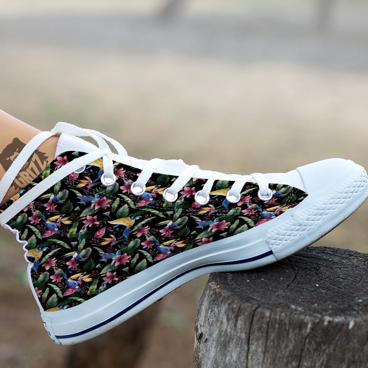 Tropical Aloha Hawaiian Print Pattern White High Top Shoes-grizzshop