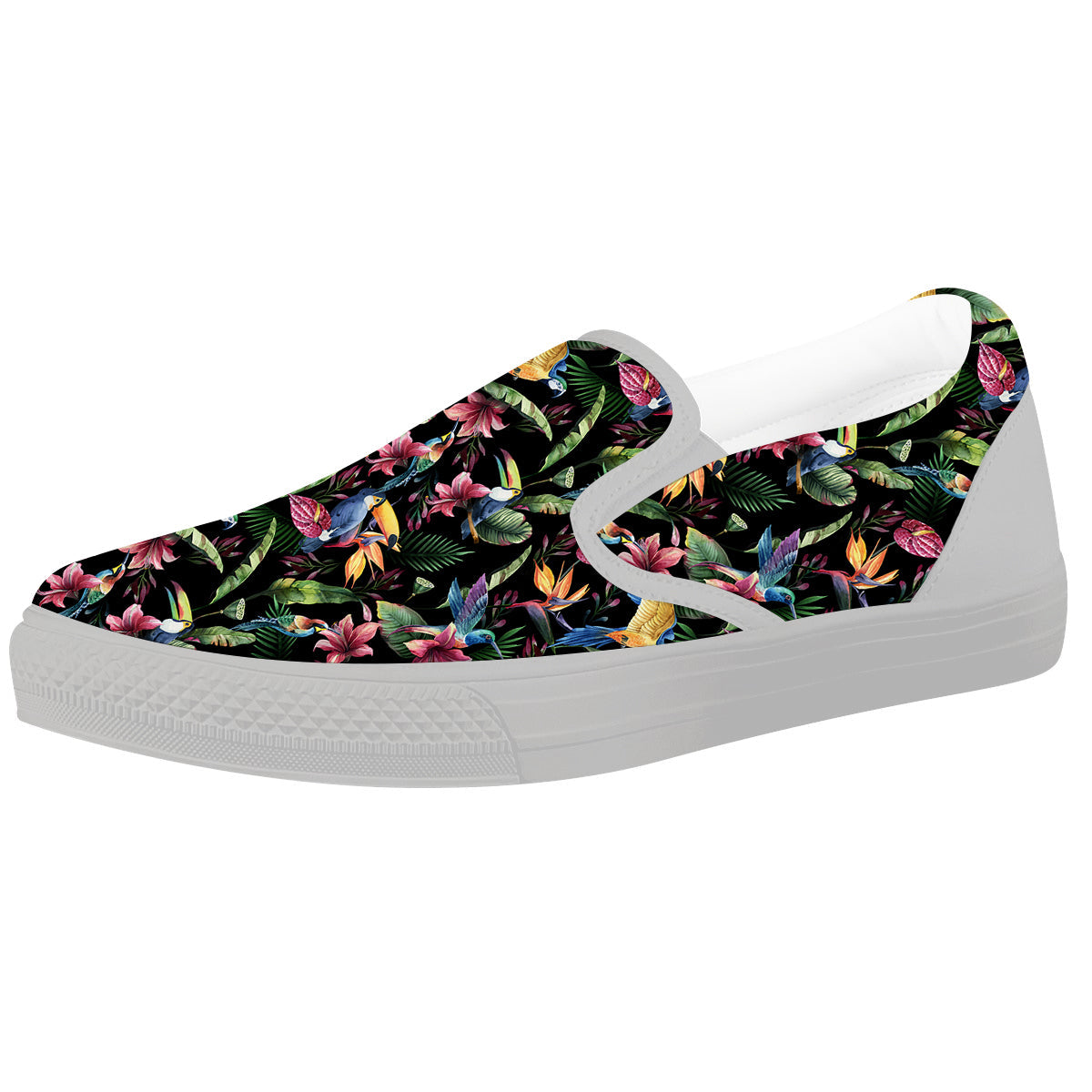 Tropical Aloha Hawaiian Print Pattern White Slip On Shoes-grizzshop