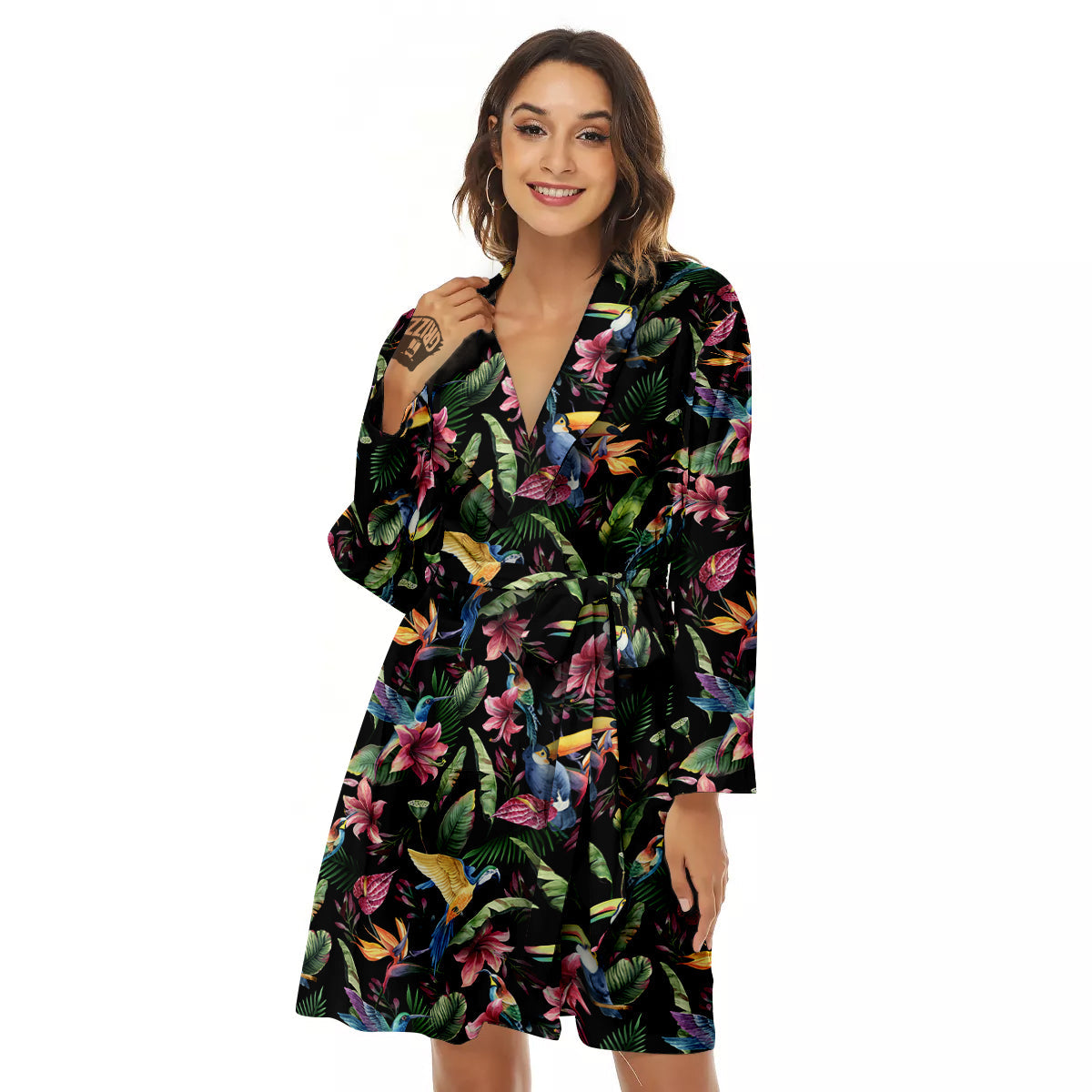 Tropical Aloha Hawaiian Print Pattern Women's Robe-grizzshop
