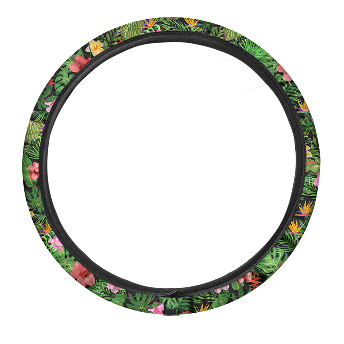Tropical Aloha Hibiscus Print Pattern Car Steering Wheel Cover-grizzshop