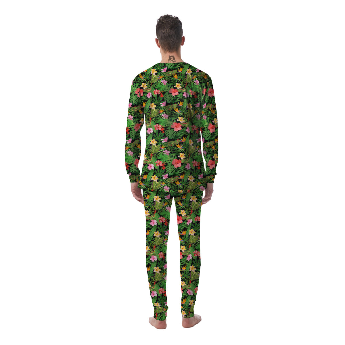 Tropical Aloha Hibiscus Print Pattern Men's Pajamas-grizzshop