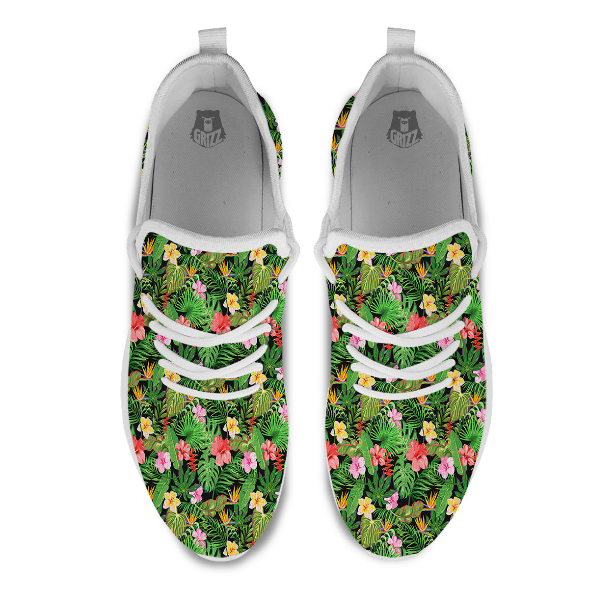 Tropical Aloha Hibiscus Print Pattern White Athletic Shoes-grizzshop