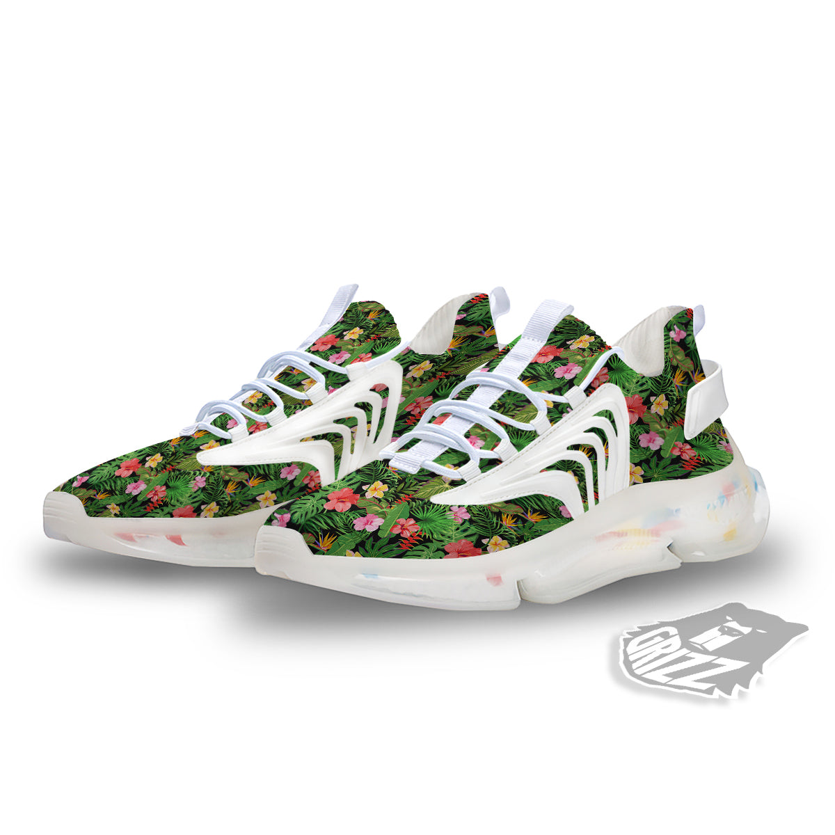Tropical Aloha Hibiscus Print Pattern White Gym Shoes-grizzshop