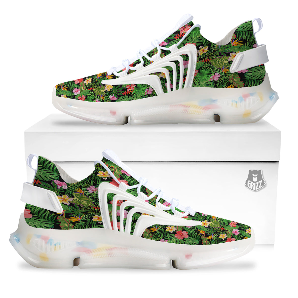 Tropical Aloha Hibiscus Print Pattern White Gym Shoes-grizzshop