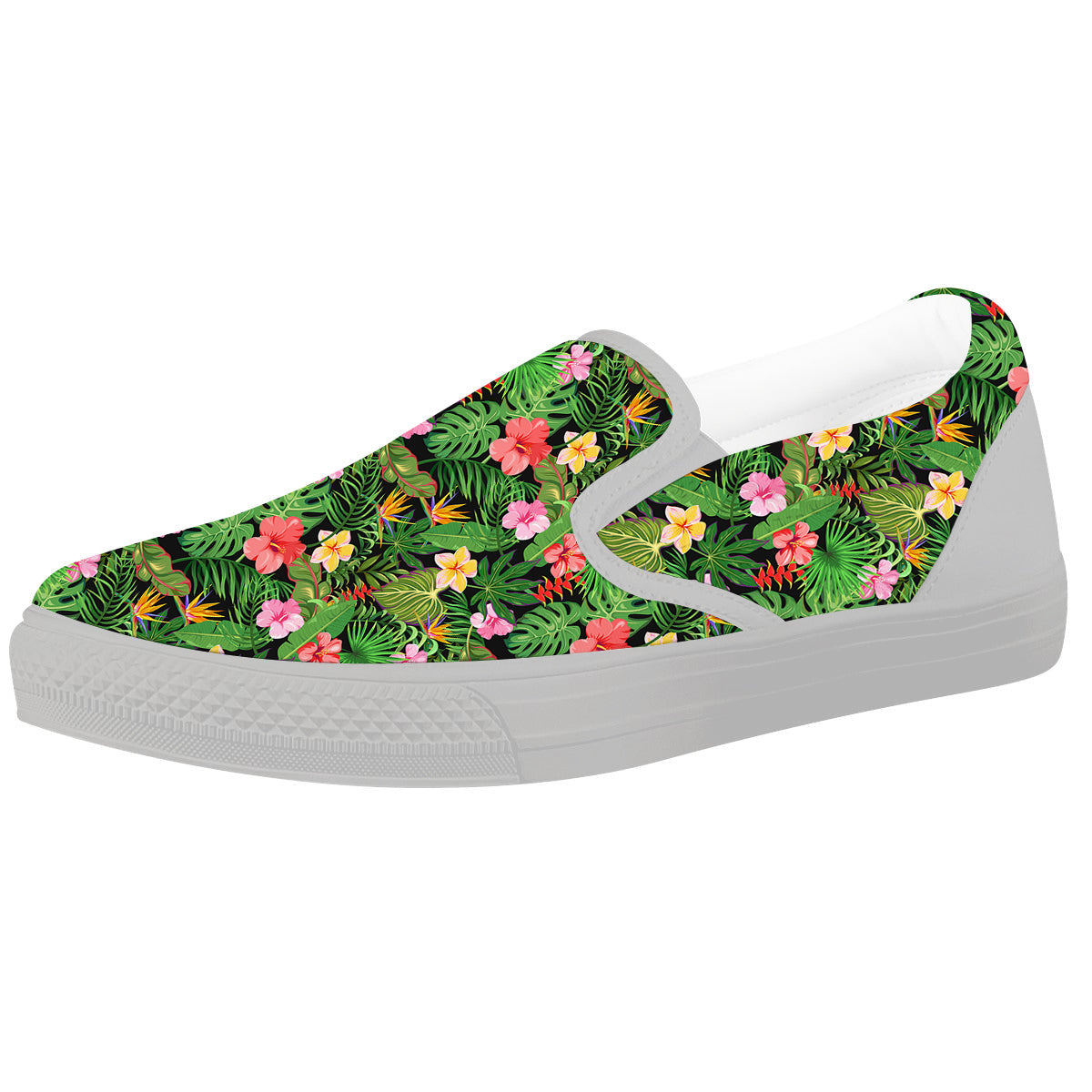 Tropical Aloha Hibiscus Print Pattern White Slip On Shoes-grizzshop