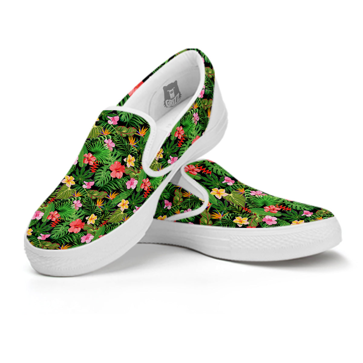 Tropical Aloha Hibiscus Print Pattern White Slip On Shoes-grizzshop