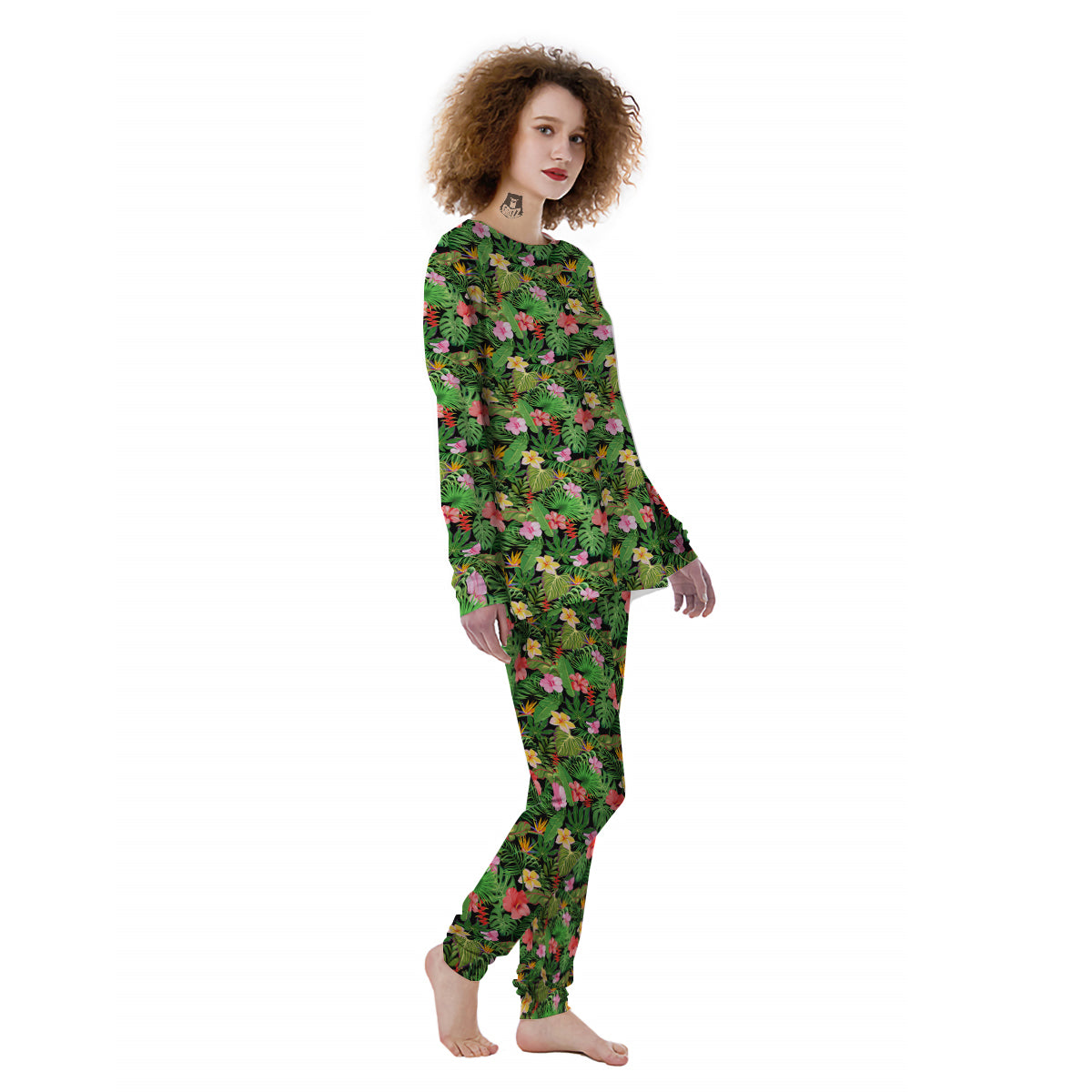 Tropical Aloha Hibiscus Print Pattern Women's Pajamas-grizzshop