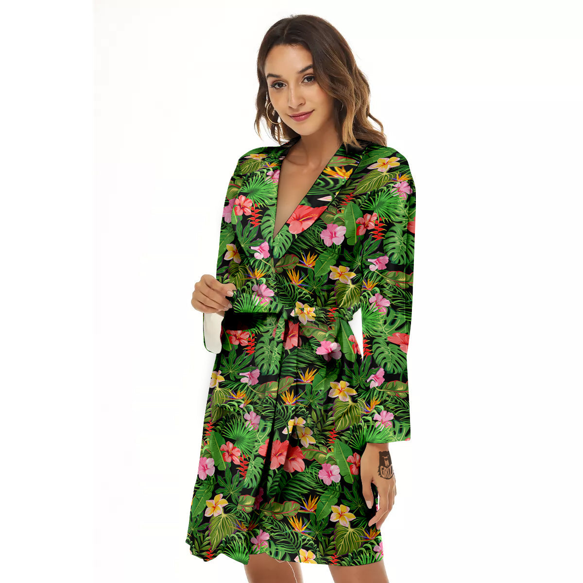 Tropical Aloha Hibiscus Print Pattern Women's Robe-grizzshop