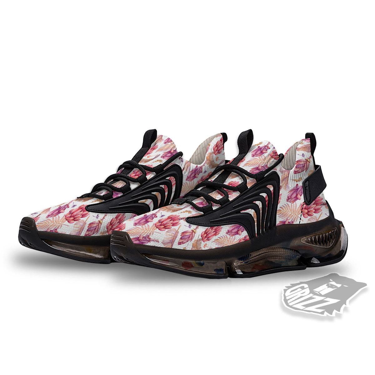 Tropical Banana Pink Print Pattern Black Gym Shoes-grizzshop