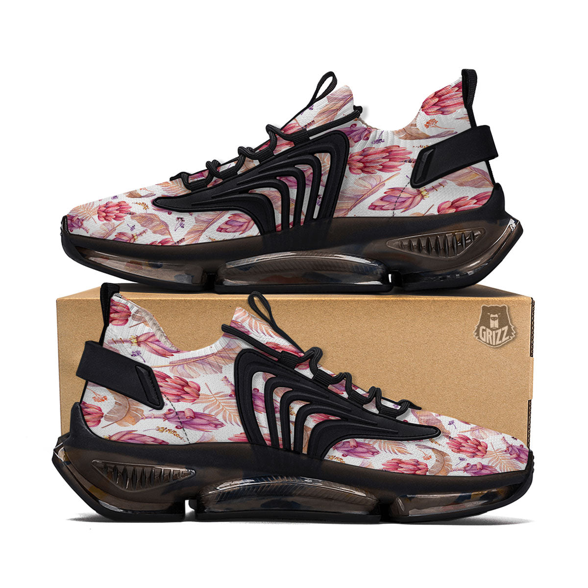 Tropical Banana Pink Print Pattern Black Gym Shoes-grizzshop