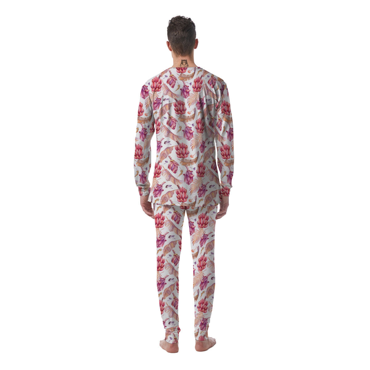 Tropical Banana Pink Print Pattern Men's Pajamas-grizzshop