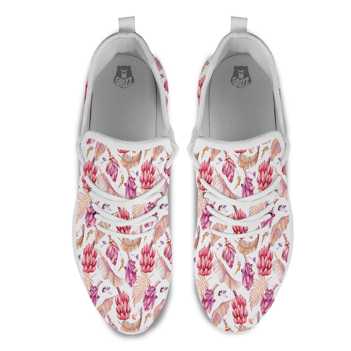 Tropical Banana Pink Print Pattern White Athletic Shoes-grizzshop