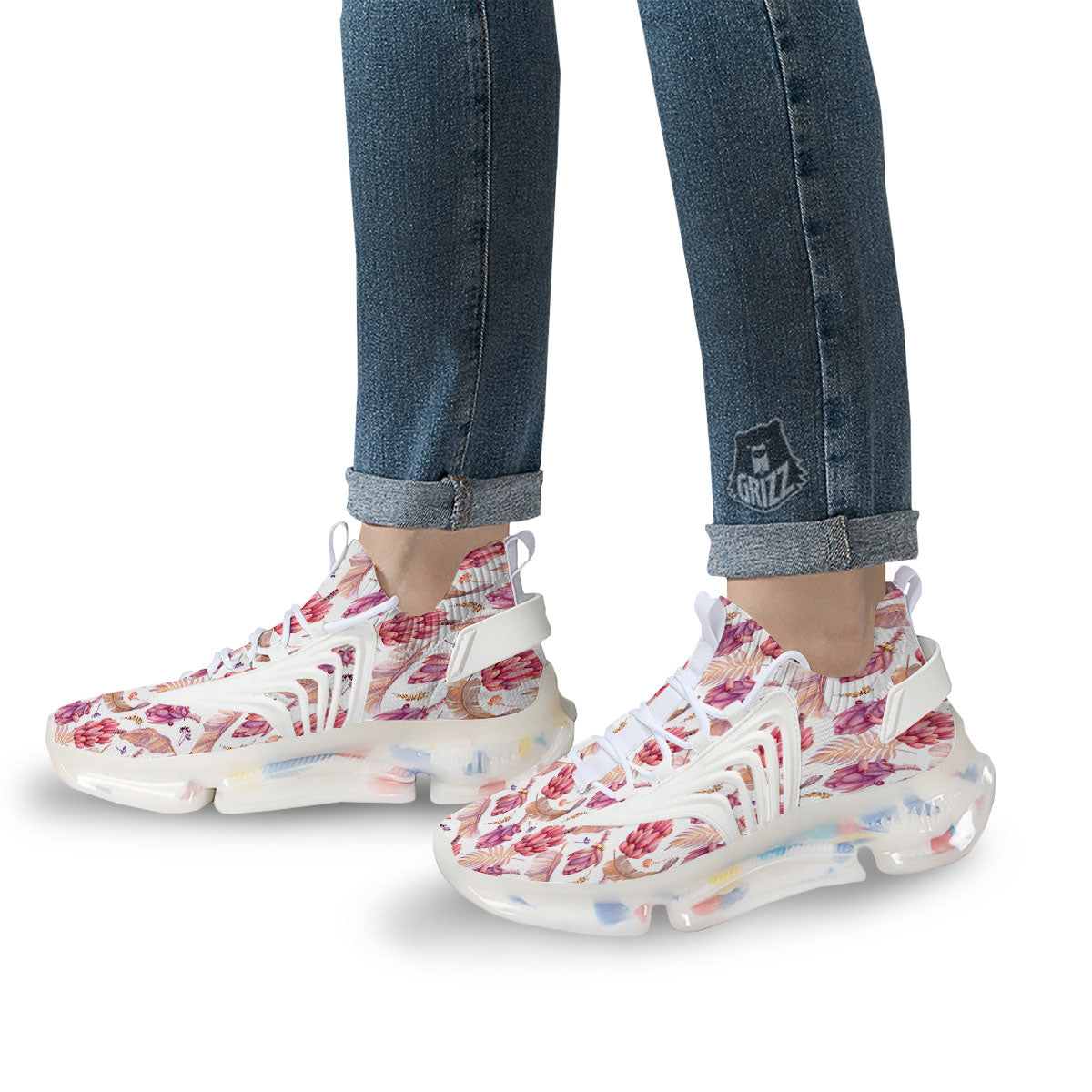 Tropical Banana Pink Print Pattern White Gym Shoes-grizzshop