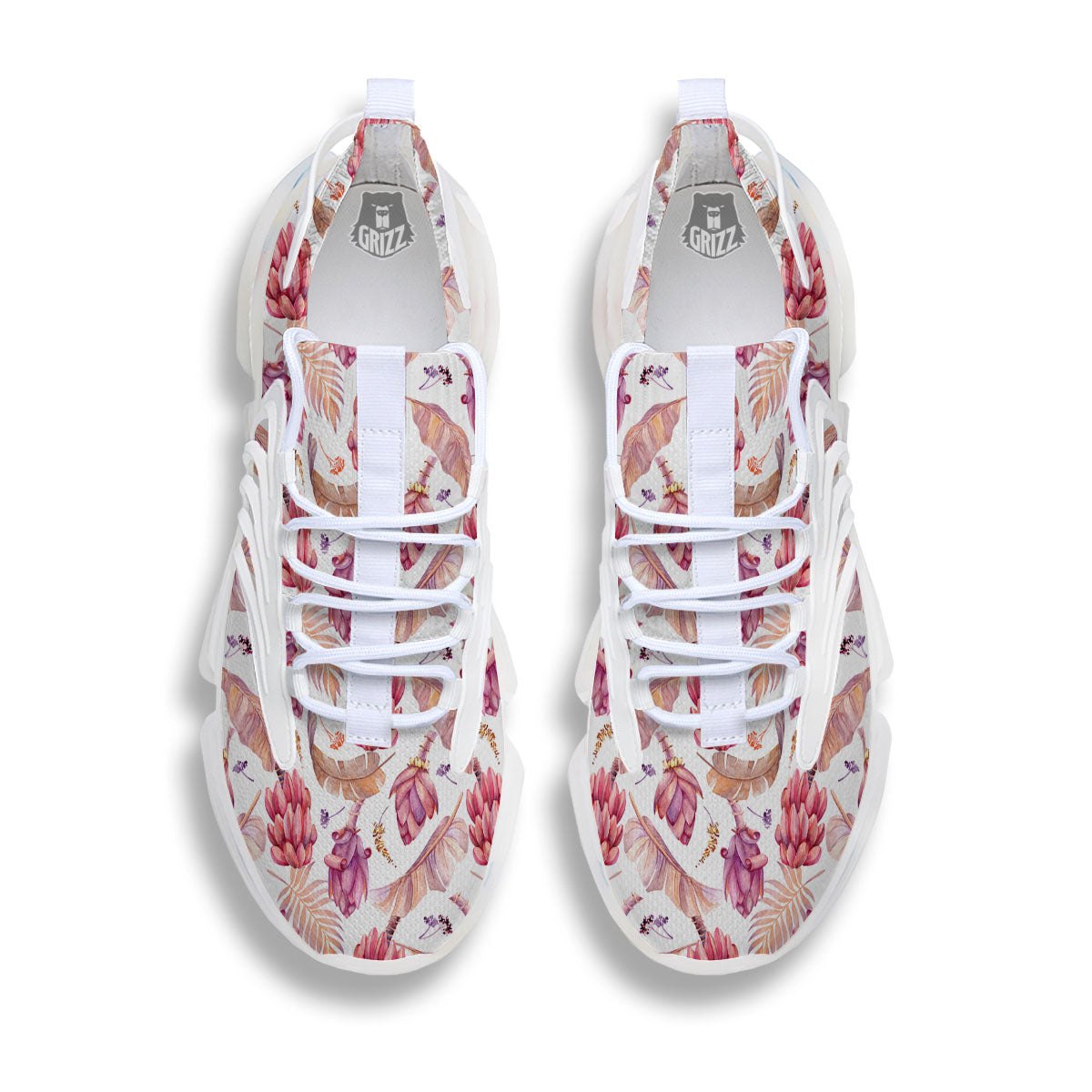 Tropical Banana Pink Print Pattern White Gym Shoes-grizzshop