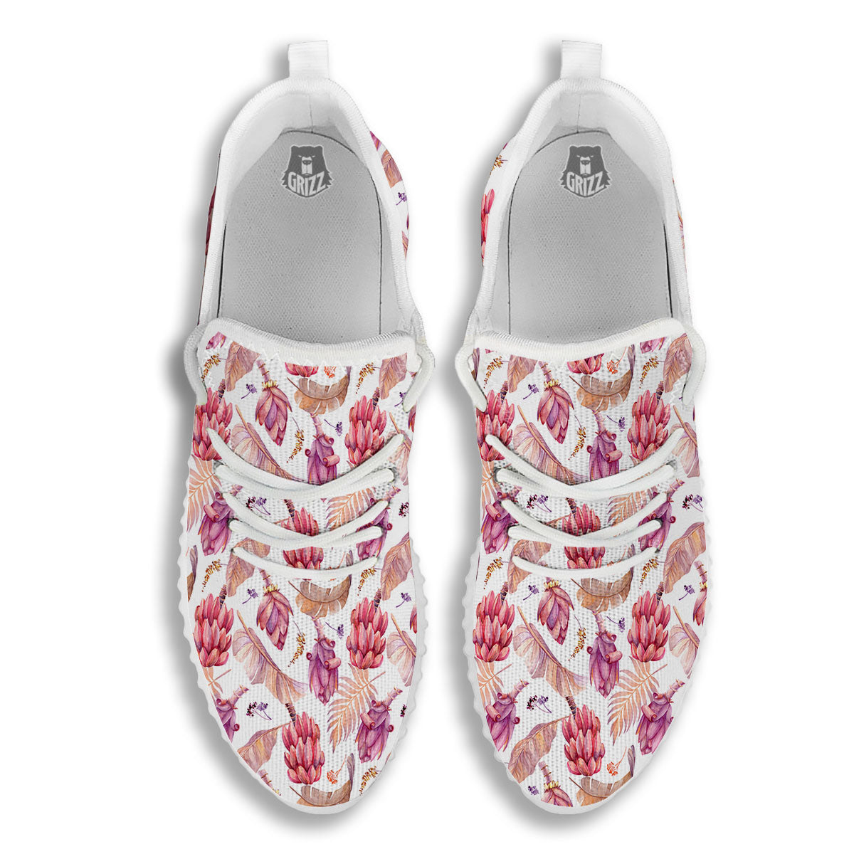 Tropical Banana Pink Print Pattern White Walking Shoes-grizzshop