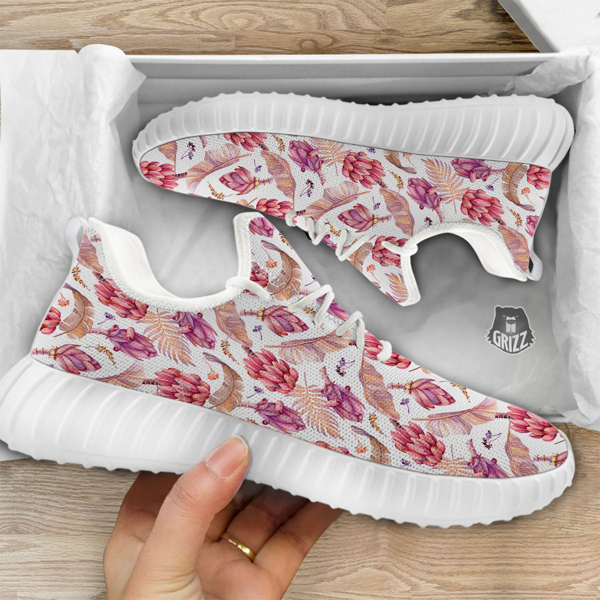 Tropical Banana Pink Print Pattern White Walking Shoes-grizzshop