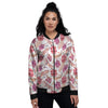 Tropical Banana Pink Print Pattern Women's Bomber Jacket-grizzshop