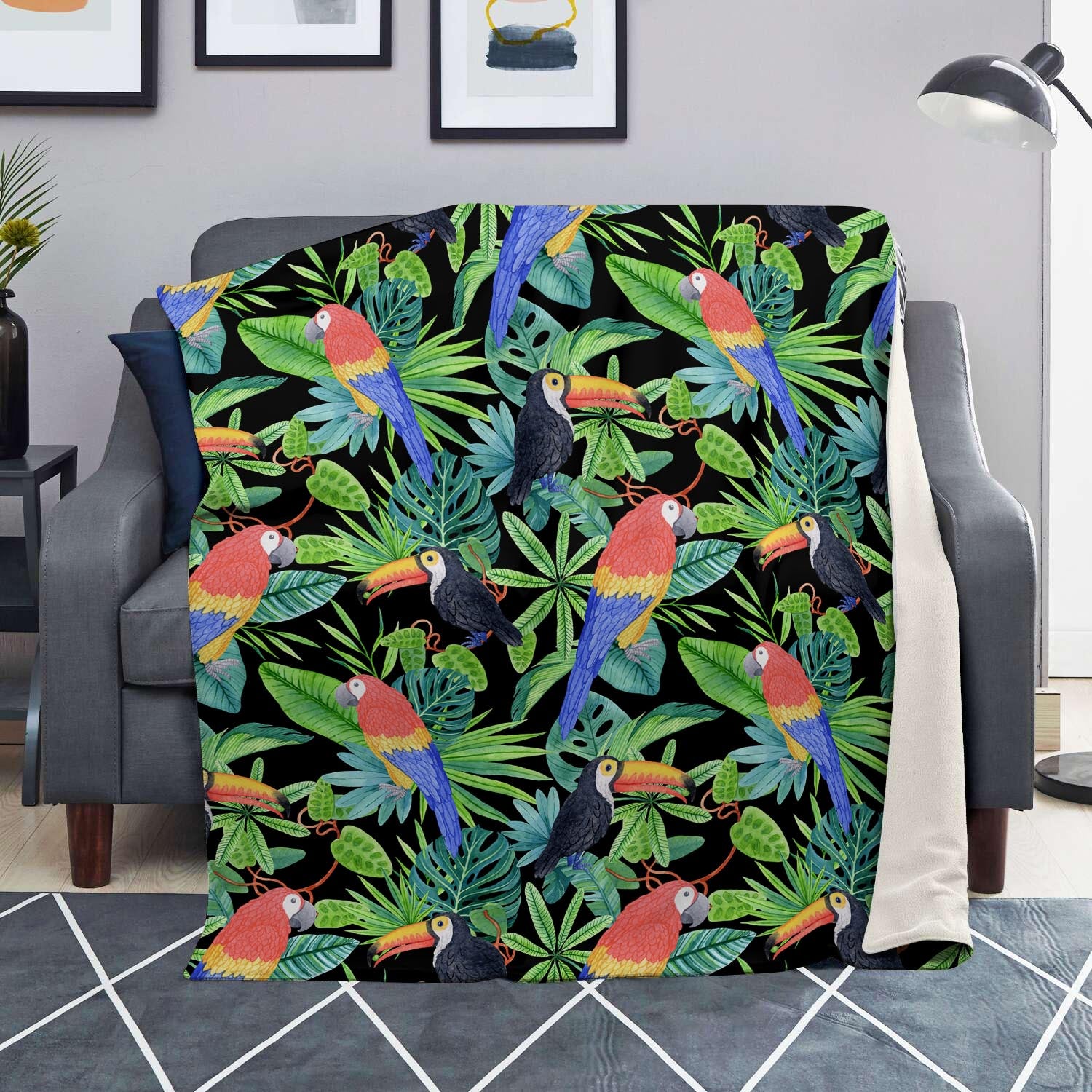 Tropical Bird Hawaiian Print Blanket-grizzshop