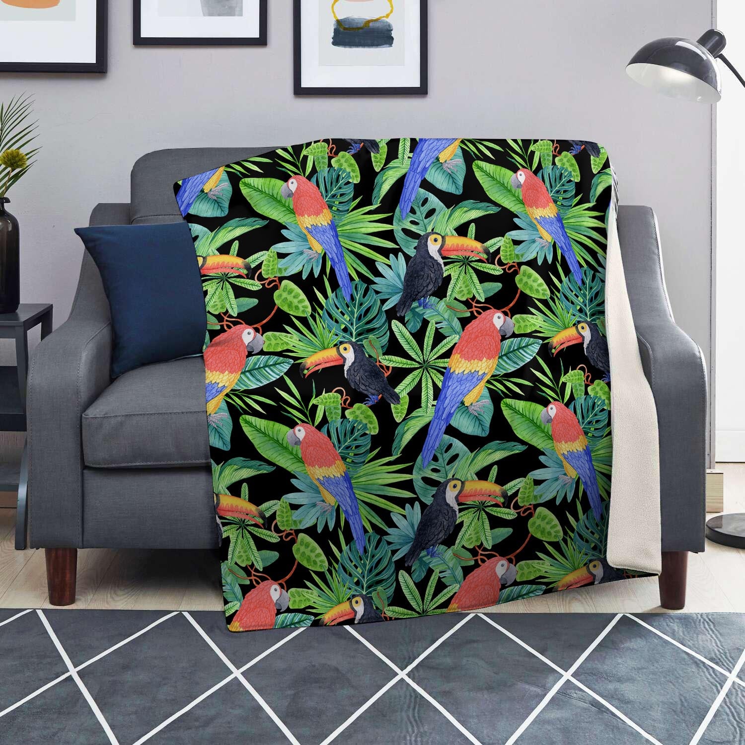 Tropical Bird Hawaiian Print Blanket-grizzshop