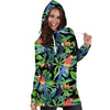 Tropical Bird Hawaiian Print Hoodie Dress-grizzshop