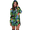 Tropical Bird Hawaiian Print Hoodie Dress-grizzshop