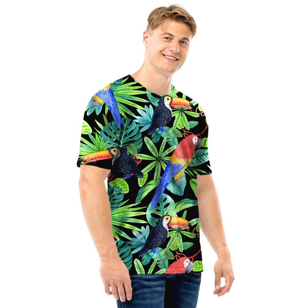 Tropical Bird Hawaiian Print Men T Shirt-grizzshop