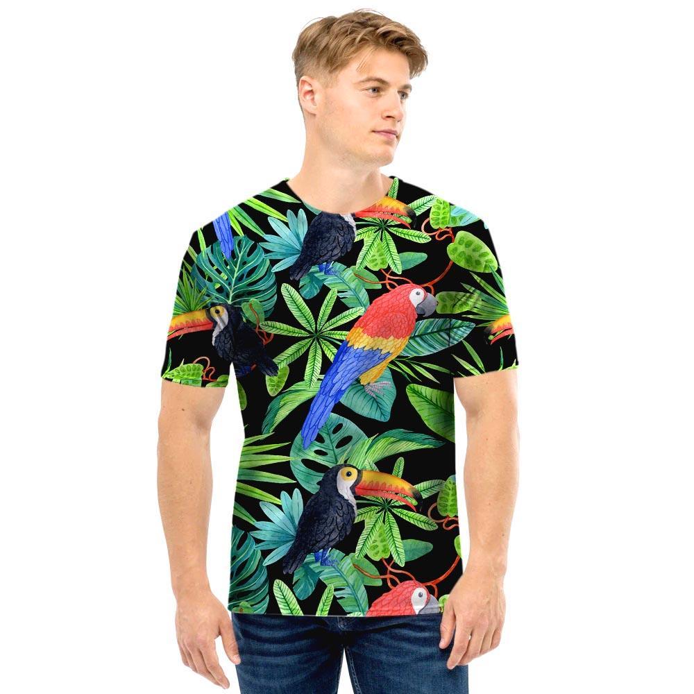 Tropical Bird Hawaiian Print Men T Shirt-grizzshop