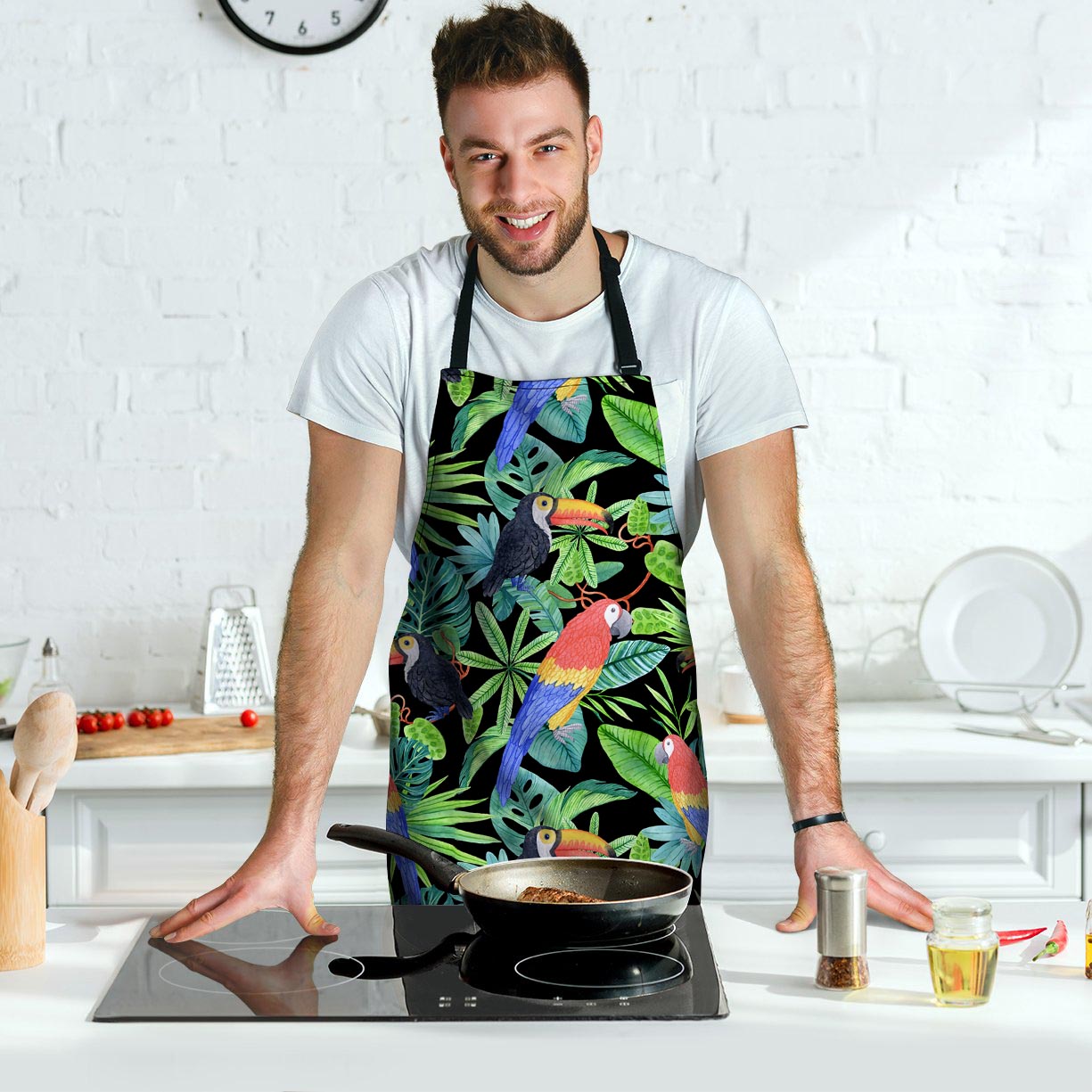 Tropical Bird Hawaiian Print Men's Apron-grizzshop