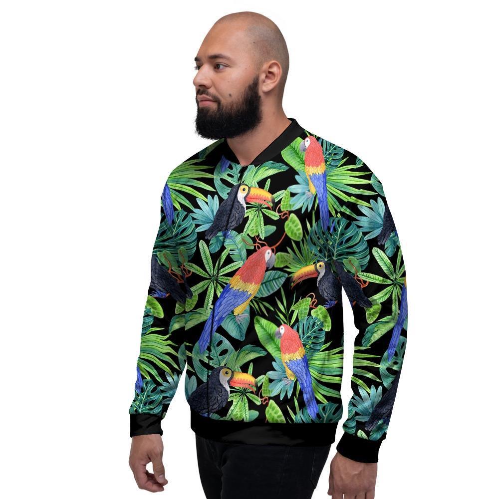 Tropical Bird Hawaiian Print Men's Bomber Jacket-grizzshop