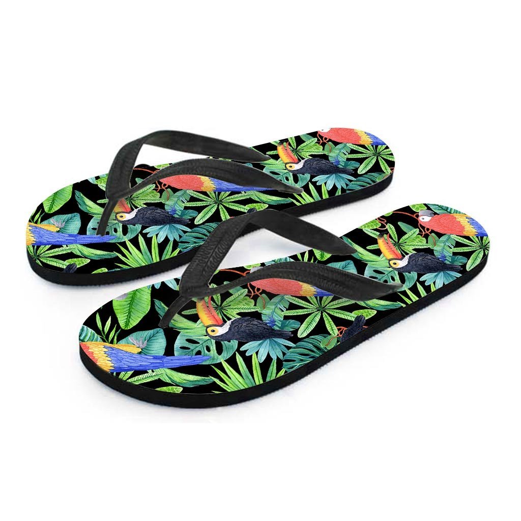 Tropical Bird Hawaiian Print Men's Flip Flops-grizzshop