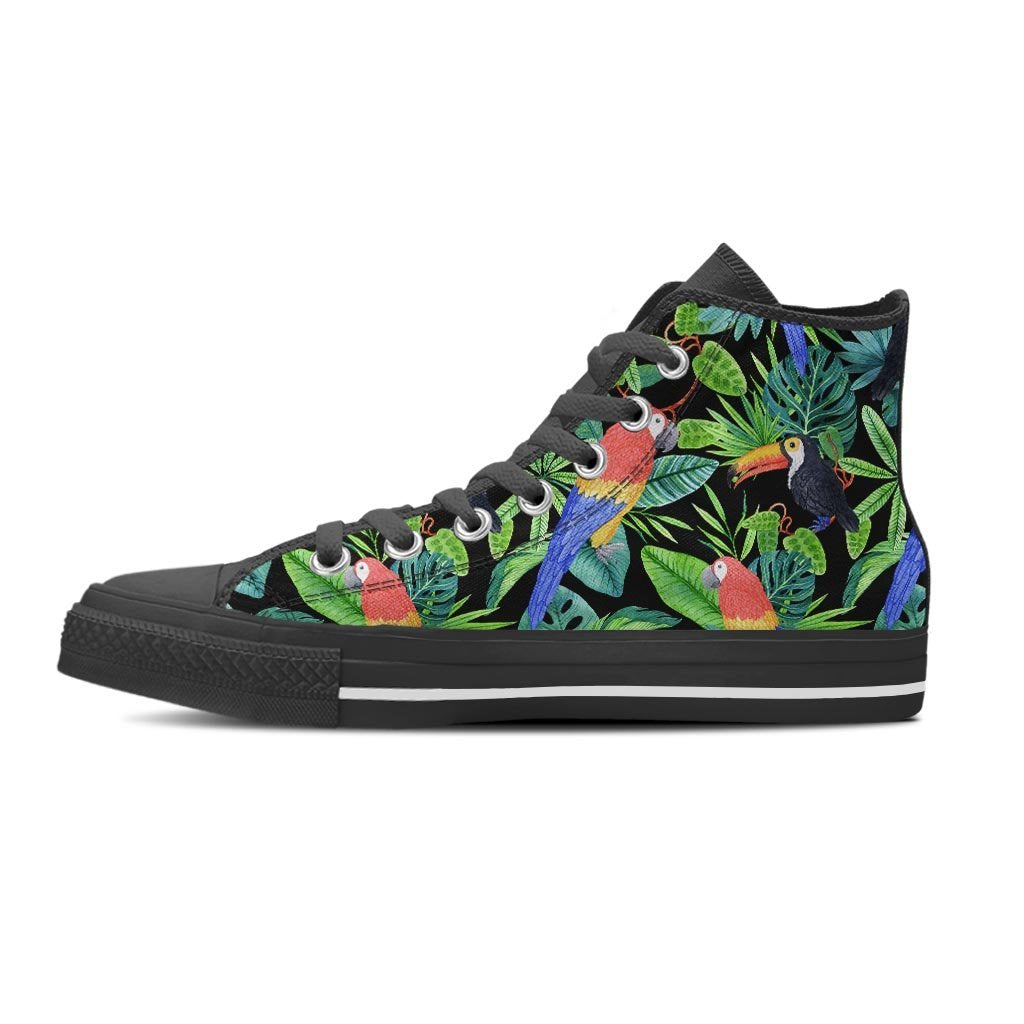 Tropical Bird Hawaiian Print Men's High Top Shoes-grizzshop