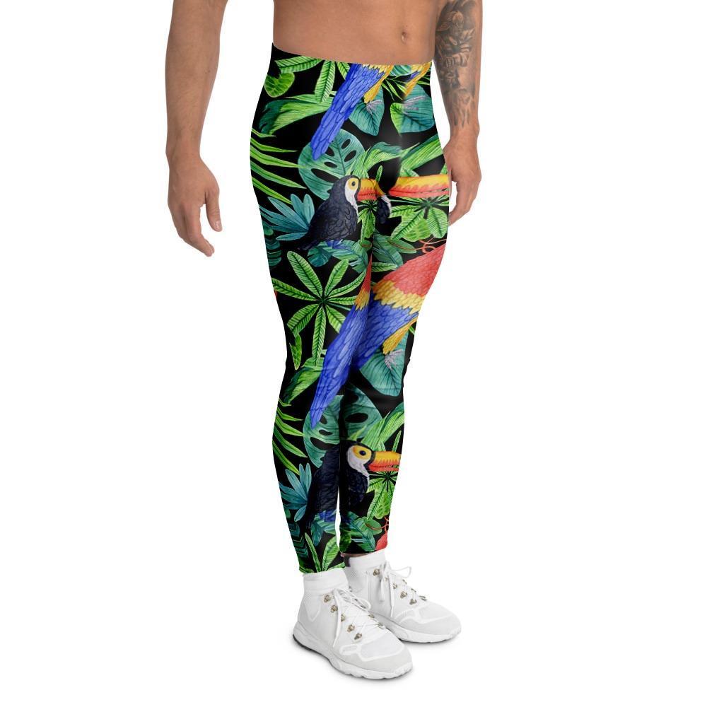 Tropical Bird Hawaiian Print Men's Leggings-grizzshop