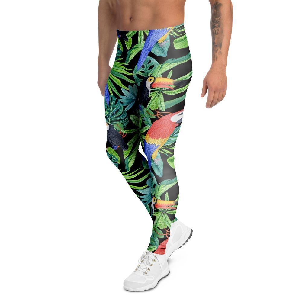 Tropical Bird Hawaiian Print Men's Leggings-grizzshop