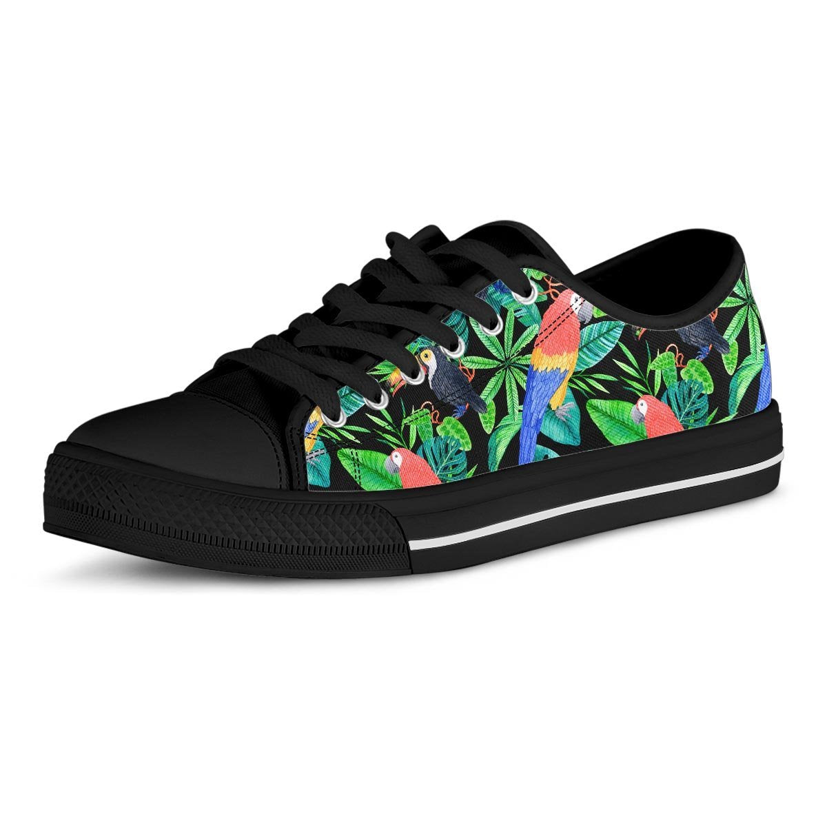 Tropical Bird Hawaiian Print Men's Low Top Shoes-grizzshop