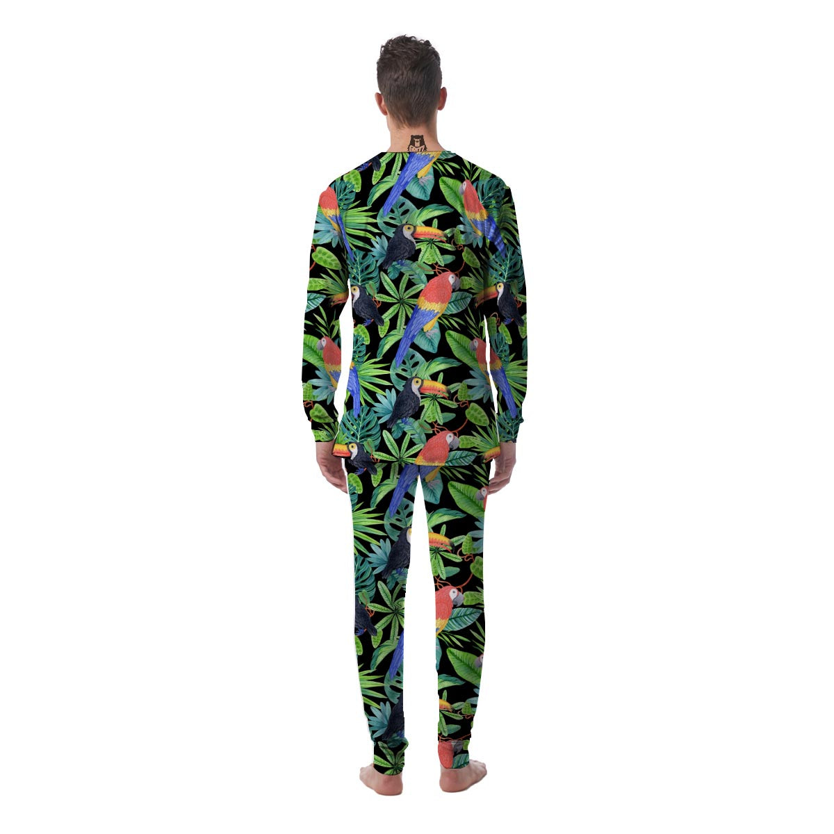 Tropical Bird Hawaiian Print Men's Pajamas-grizzshop