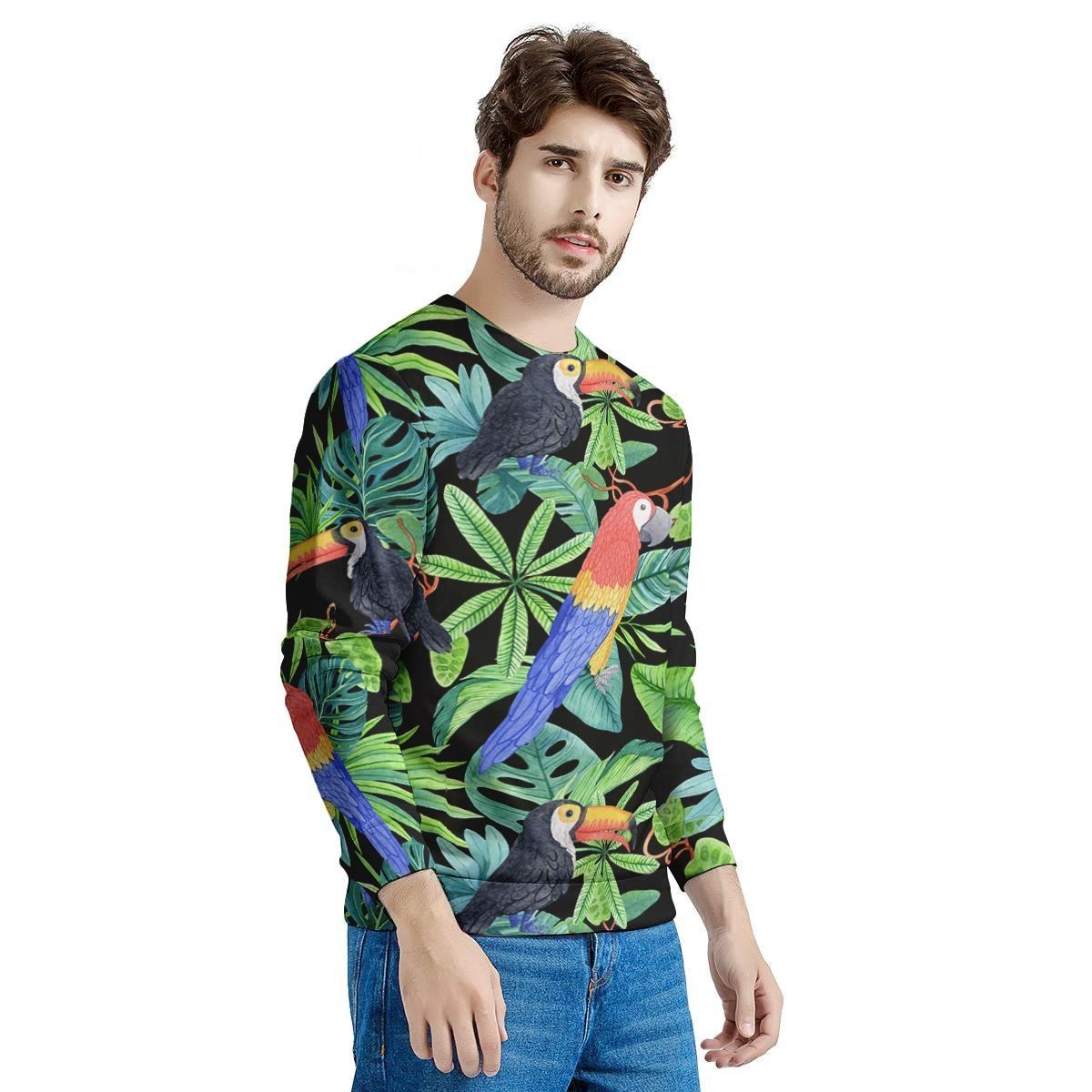 Tropical Bird Hawaiian Print Men's Sweatshirt-grizzshop