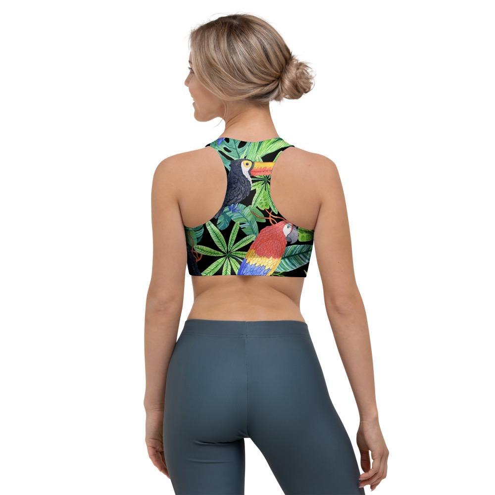 Tropical Bird Hawaiian Print Sports Bra-grizzshop