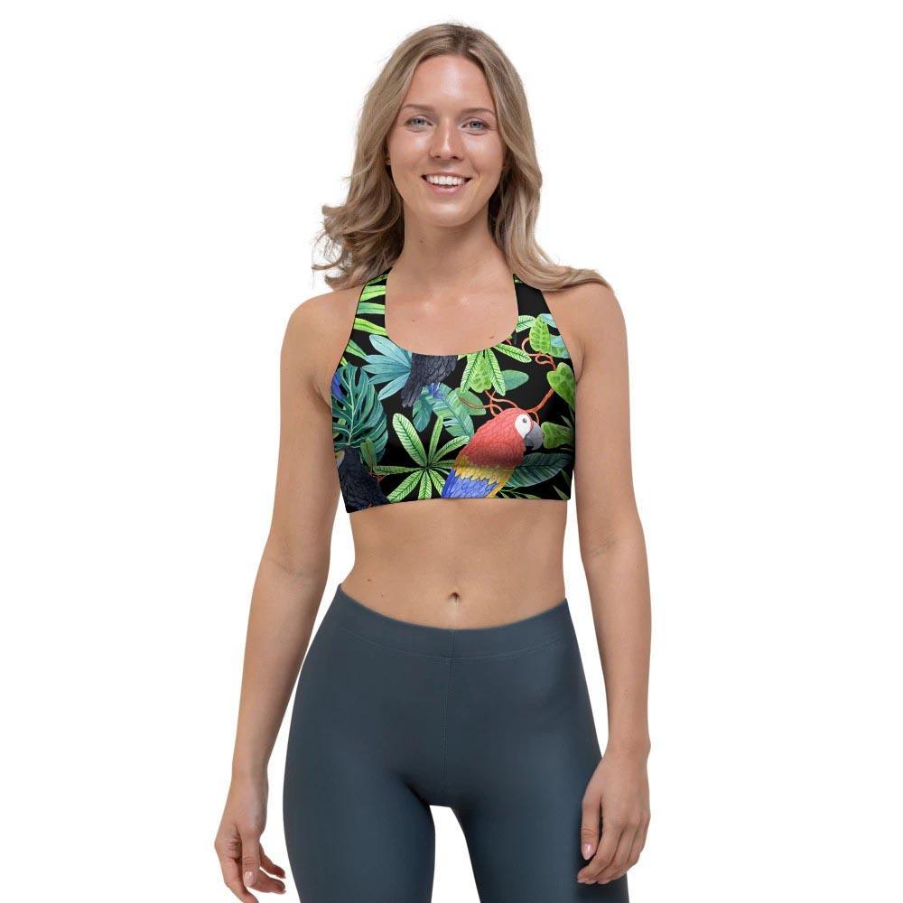 Tropical Bird Hawaiian Print Sports Bra-grizzshop