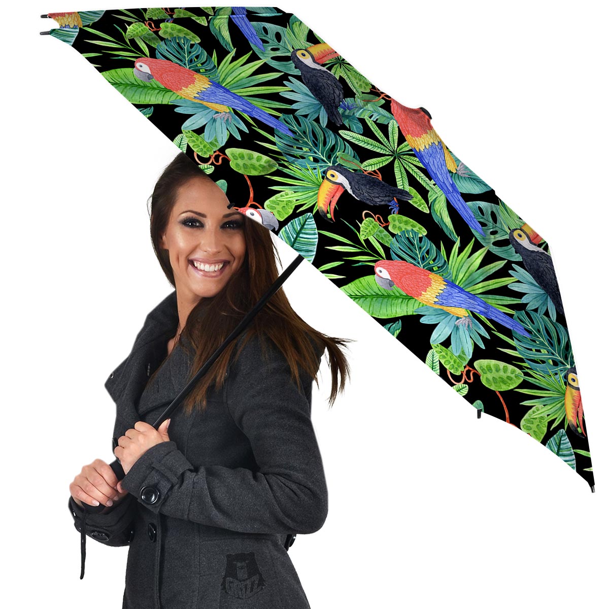 Tropical Bird Hawaiian Print Umbrella-grizzshop