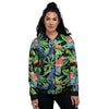 Tropical Bird Hawaiian Print Women's Bomber Jacket-grizzshop